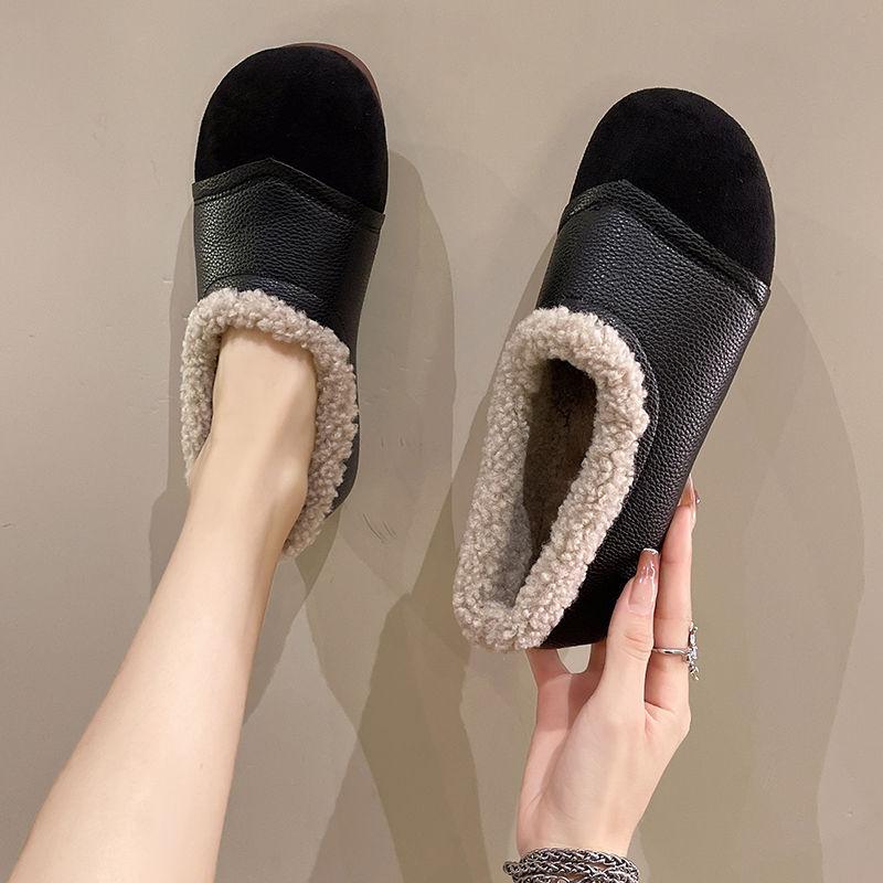 Fashion Woman Shoes Comfort Versatile Flat Shoes Warm Shallow Cotton Shoe Velvet Soft Soles Women Sneaker Light Simple Bean Shoe