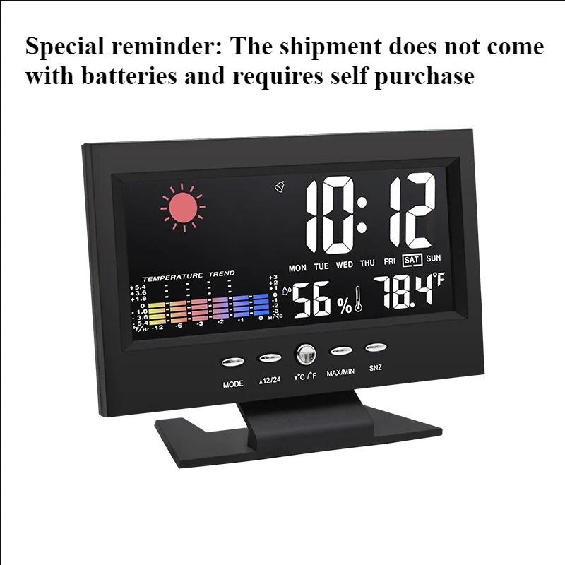 

Silent departure weather color alarm clock indoor thermometer multifunctional clock home intelligent weather forecast desk clock чёрный