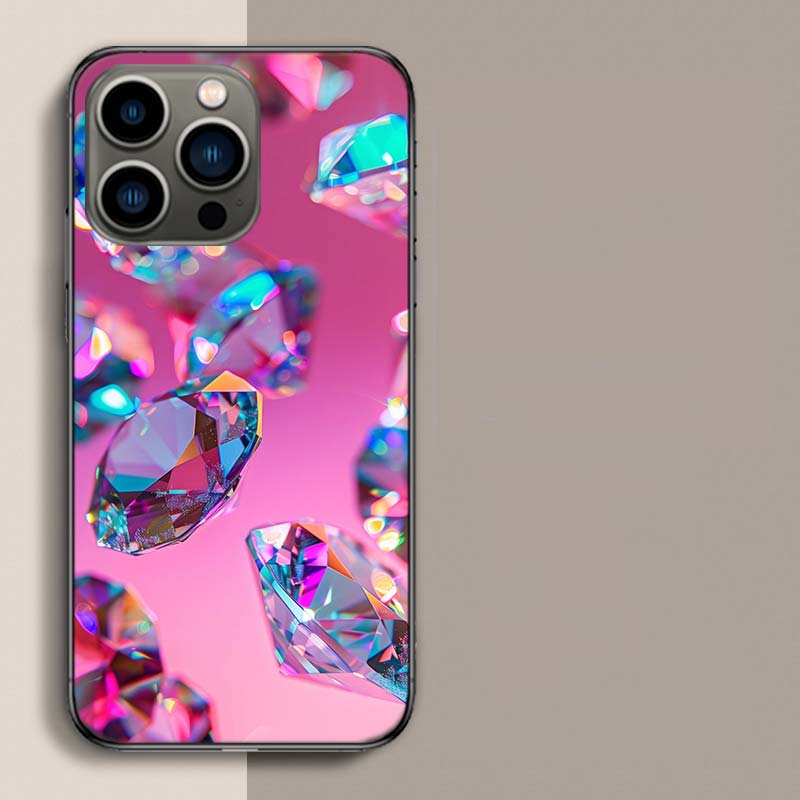 Shining and Dazzling Diamond Gemstones Phone Case For Iphone 17 Air 15 Pro 14 Plus 16 Pro Max 17E 16E 12 13 Mini 11 Cover Cute