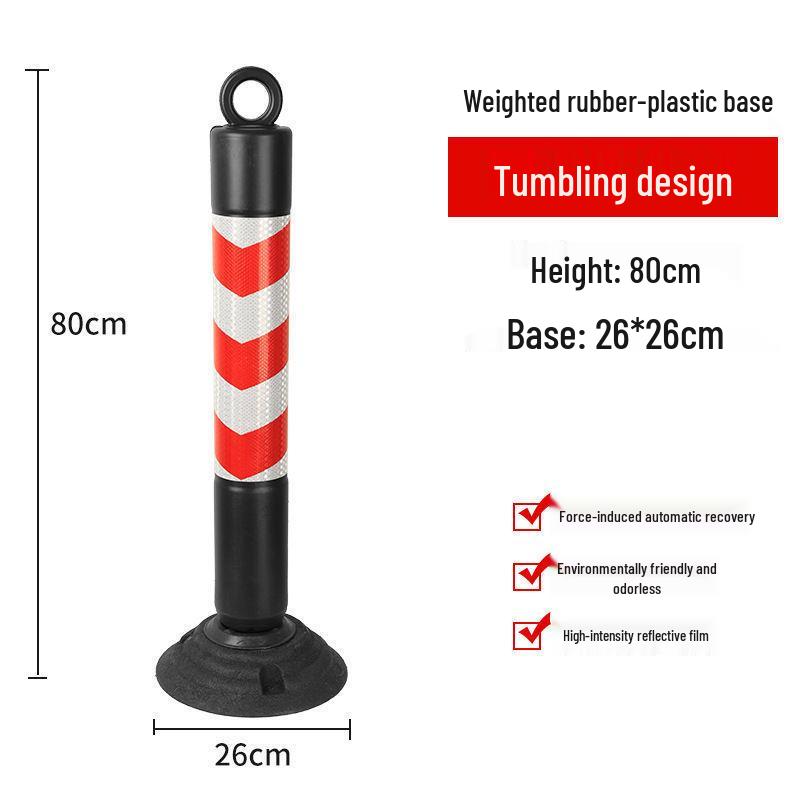 80cm Reflective Tumbler Warning Post - Removable Road Barrier Guardrail & Anti-collision Post