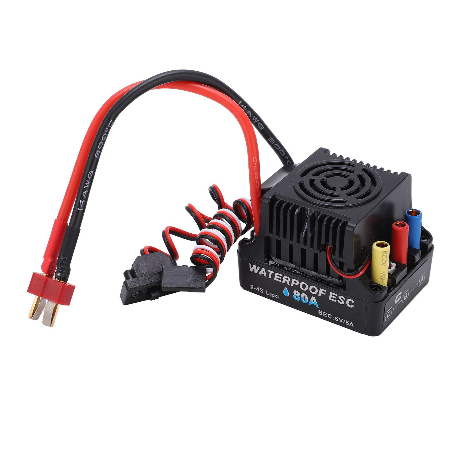 

RC Car Brushless ESC 80A T Plug Waterproof 6V 5A SBEC Multiple Protection 18 RC Car Brushless ESC