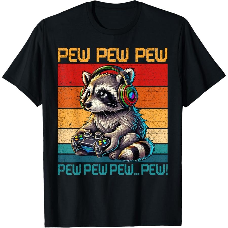 

Vintage Pew Raccoon Gamer Video Games Raccoon Lovers Gaming T-Shirt XXXXXL чорний