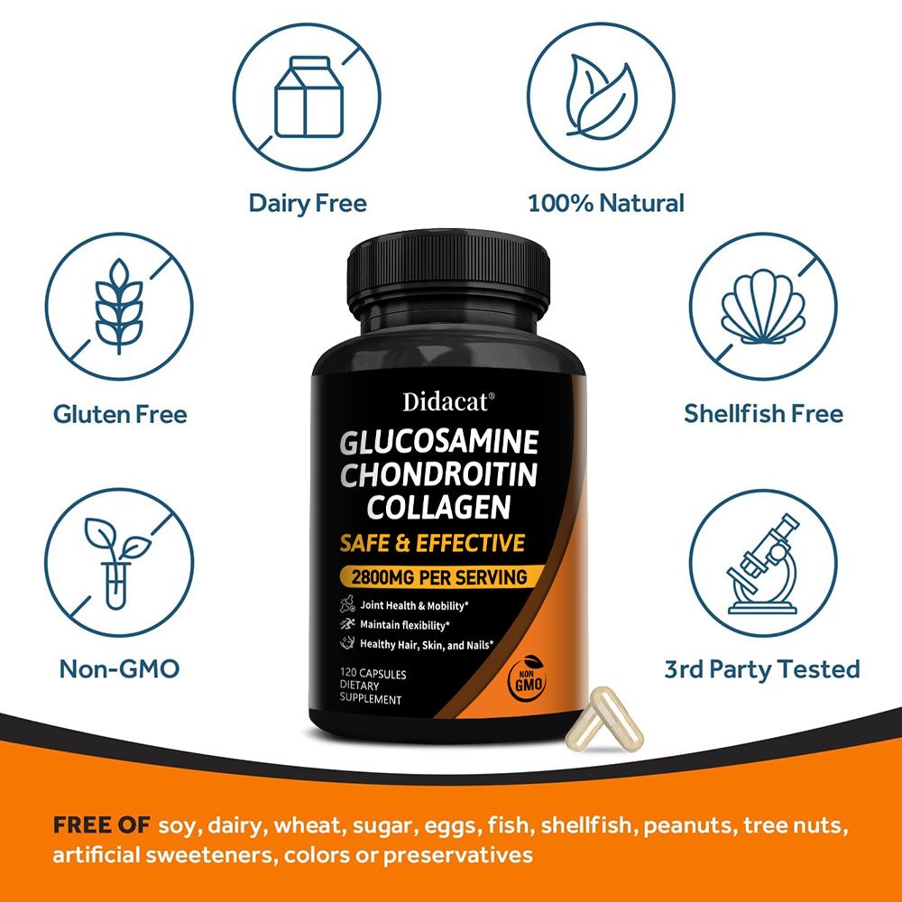 Glucosamine and Chondroitin Sulfate Collagen MSM 2800 Mg High Strength 120 Capsules