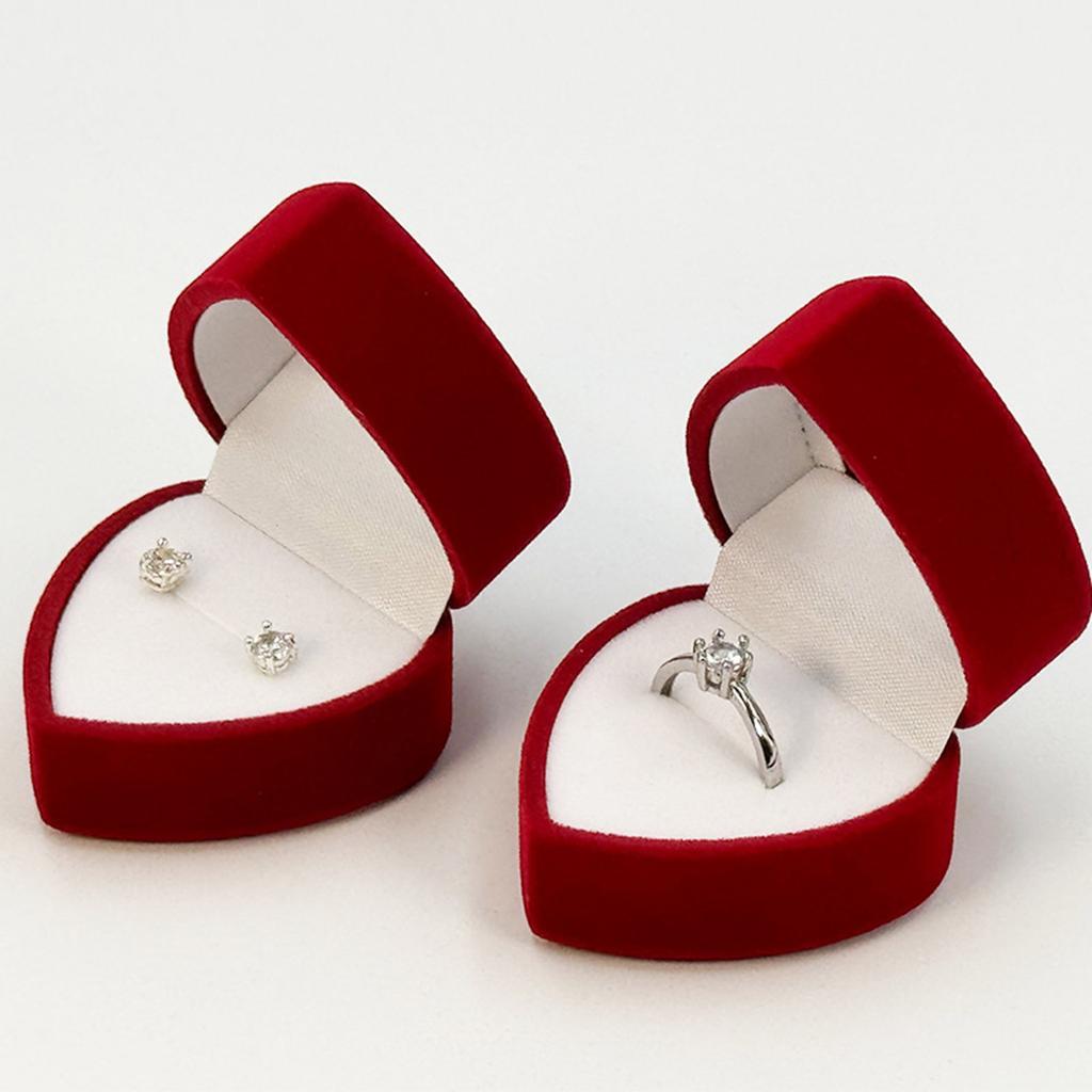 Elegante Stabile Beflockte Herz Schmuck-Organizer Box für Verlobungsringe Ohrringe Aufbewahrung Mode Schmuck Aufbewahrung