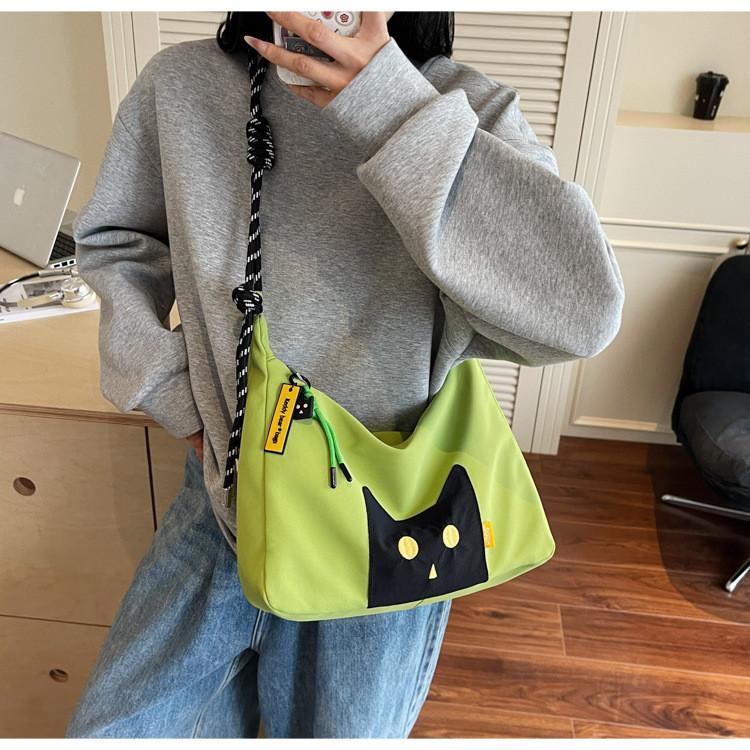 Cat Style Tote Bag For Women With Cotton Material And Zipper Closure For Daily Use