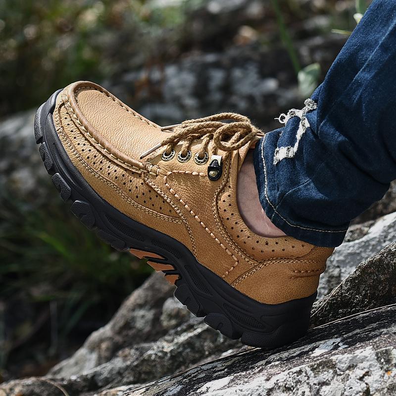 High Quality Men's Handmade Leather Casual Shoes Comfortable Sneakers