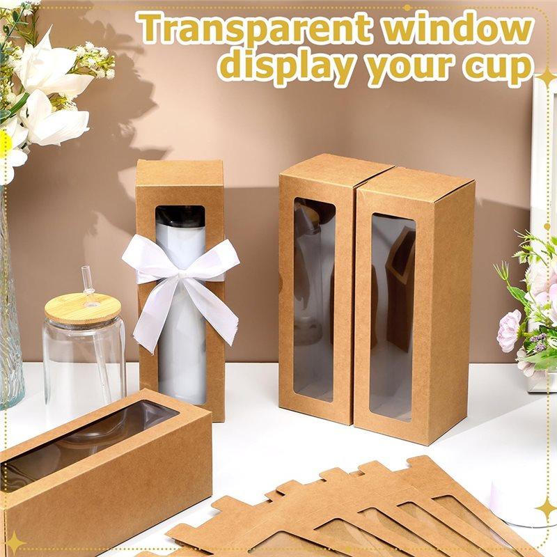A74E-Paper Packaging Boxes Transparent Window Macarons Wedding Birthday Party Gift Box White