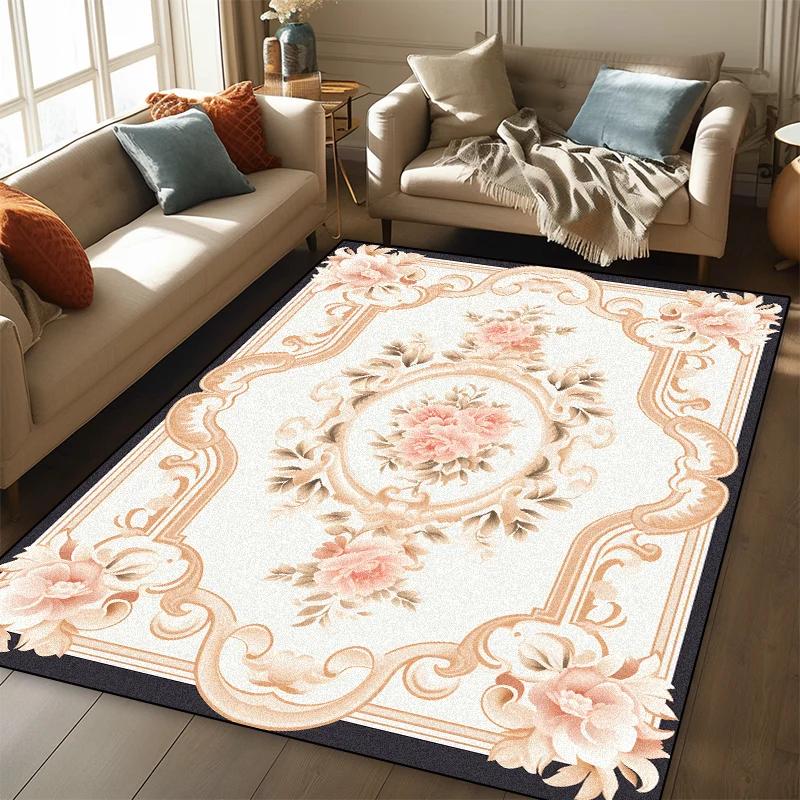 

European Style Luxury Carpets for Living Room Classic Home Decoration Large Area Rugs Non-Slip Bedroom Washable Lounge Foot Mats 60*90cm