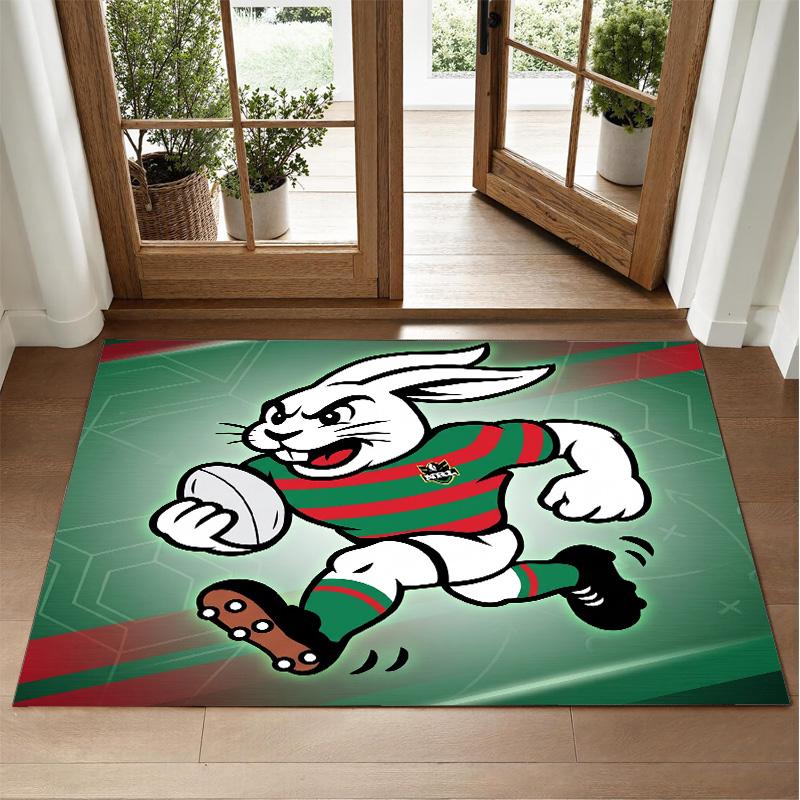 South Sydney Rabbitohs Design Crystal Velvet Rug Soft Decorative Mat for Bedroom Entrance