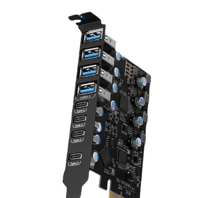 PCIE USB3.2 vysokorychlostní rozšiřující karta 4x TypeC + 4x USB3.2 Podpora PCI-E X4 X8 X16 pro stolní počítač PCIE USB adaptér