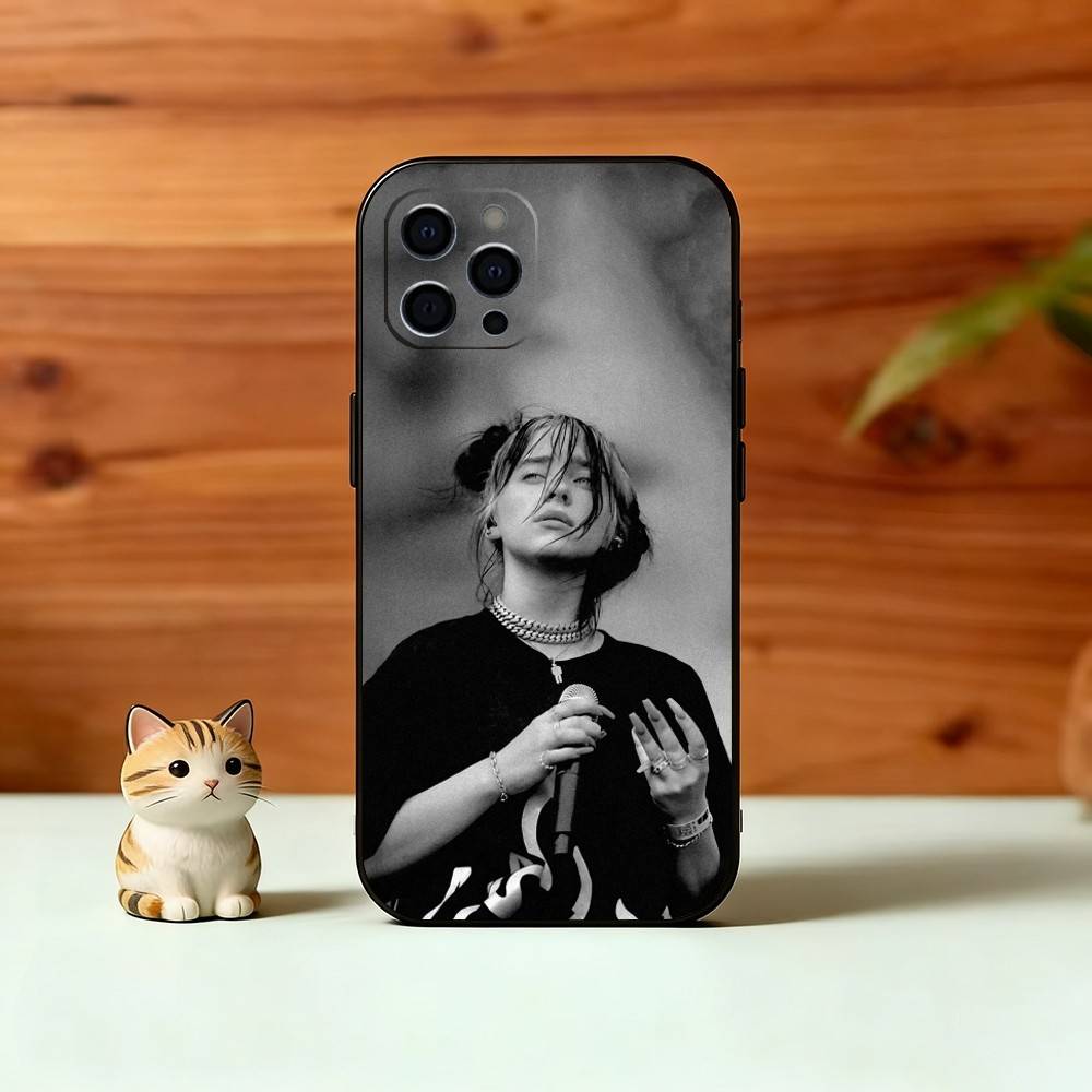 H-Happier Than Ever Phone Case For iPhone 17,16,15,14,13,12,11 Plus,Pro Max,XS,Soft Silicone Black Cover