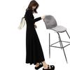 Hepburn-Style Slim-Fit Long Black Dress - Cinched Waist, Elegant Spring/Autumn 2026