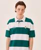 Pasiasty Retro Niedźwiedź Kołnierzyk Krótki Rękaw T-shirt Zielony (Lo2Tu342-045)