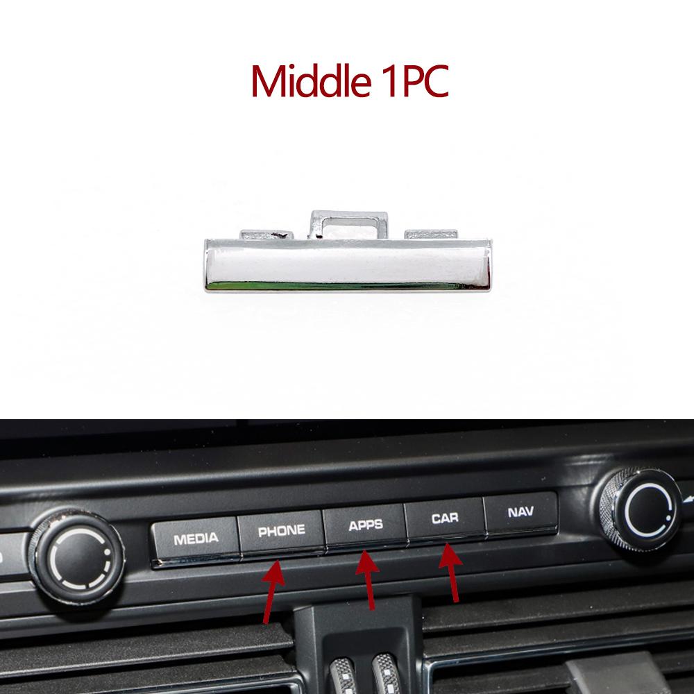Car Display Screen Center Chrome Button Trim Switch Plating Strip For Porsche Macan 2018