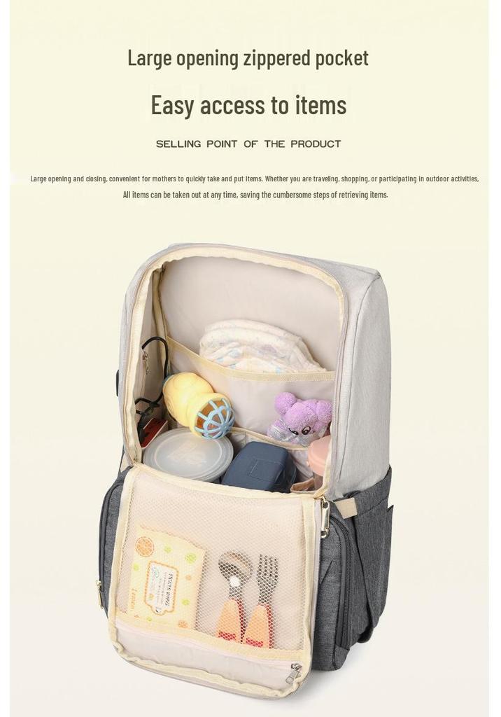 Multi-Functional Lightweight Mommy Bag: Large Capacity with USB Port, Changing Pad, and Portable Mother-Baby Storage for Hospital.