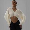 2025 European & American Fashion V-Neck Cropped Knit Sweater