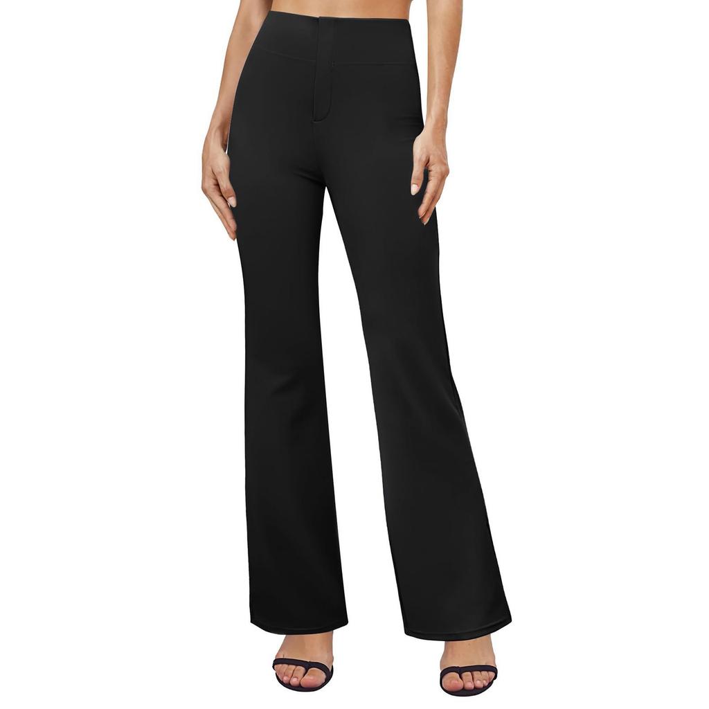 Women's High Waist Flare Pants Solid Color Casual Bootcut Trousers with Stretch