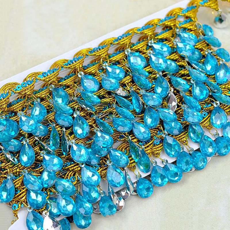 Diy Garment Sewing Accessories Hat Lace Ribbon Drop Rhinestones Diamond Costume Dress Sequined Tassel Fringe Edge Lace Trims