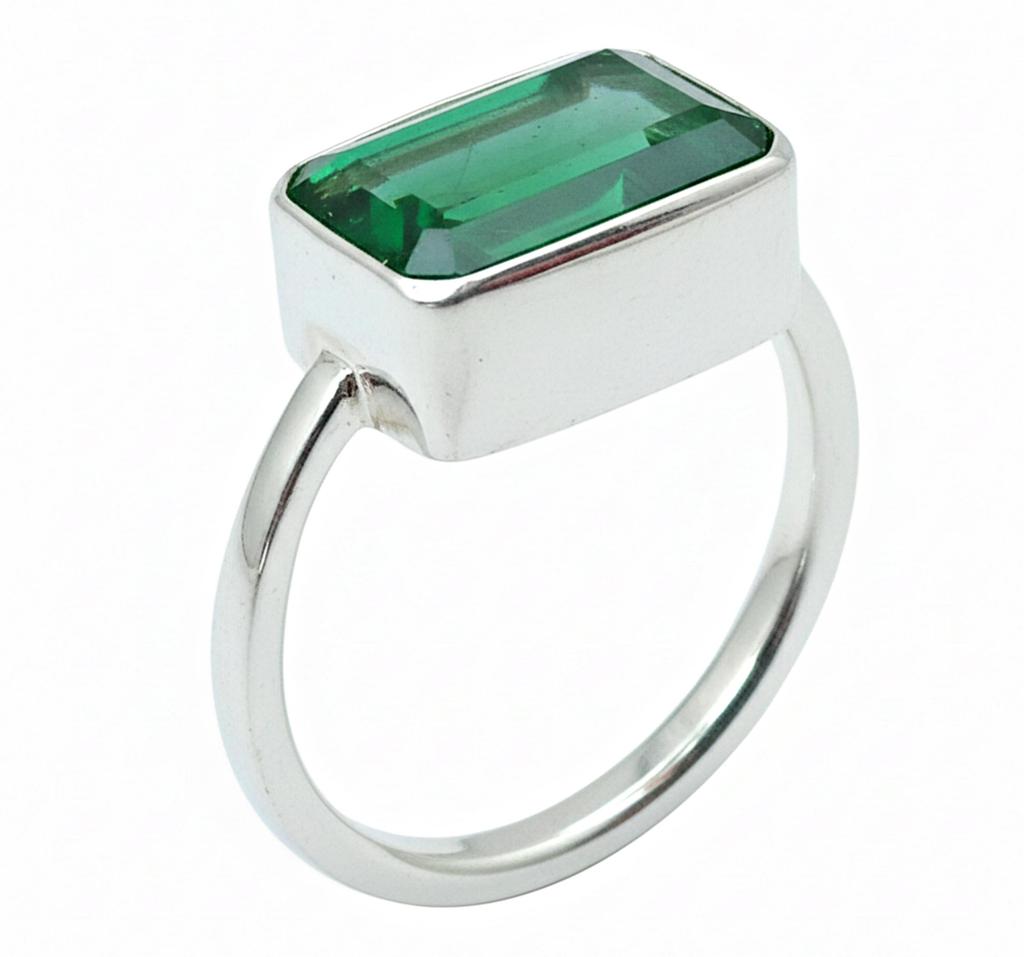 Damer Smaragdring, Grön Ädelsten 925 Sterling Silver, Handgjorda Smycken, Boho Statement-ring, Gåva till Henne