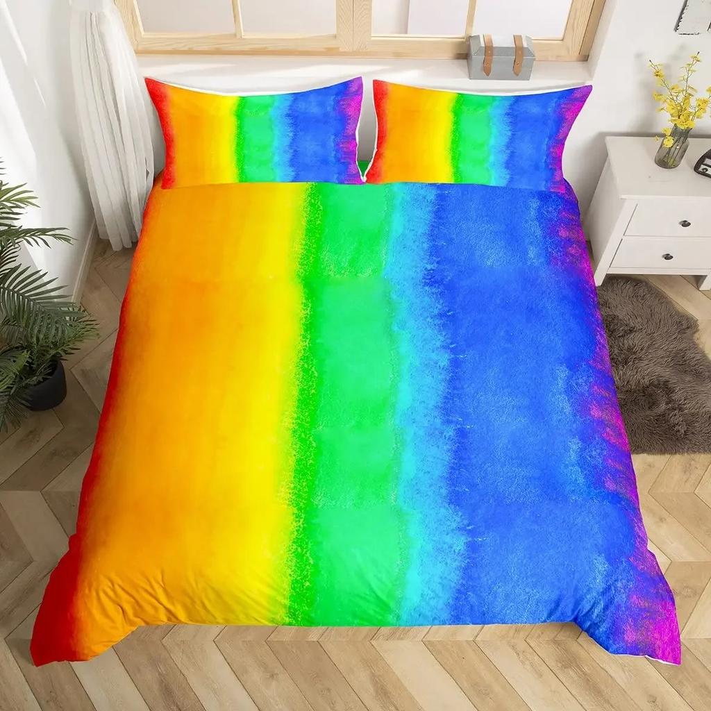 Rainbow Conch Duvet Cover Set Colorful Rainbow Bedding Set For Kids Girls Microfiber Multicolor Comforter Cover Twin King Size