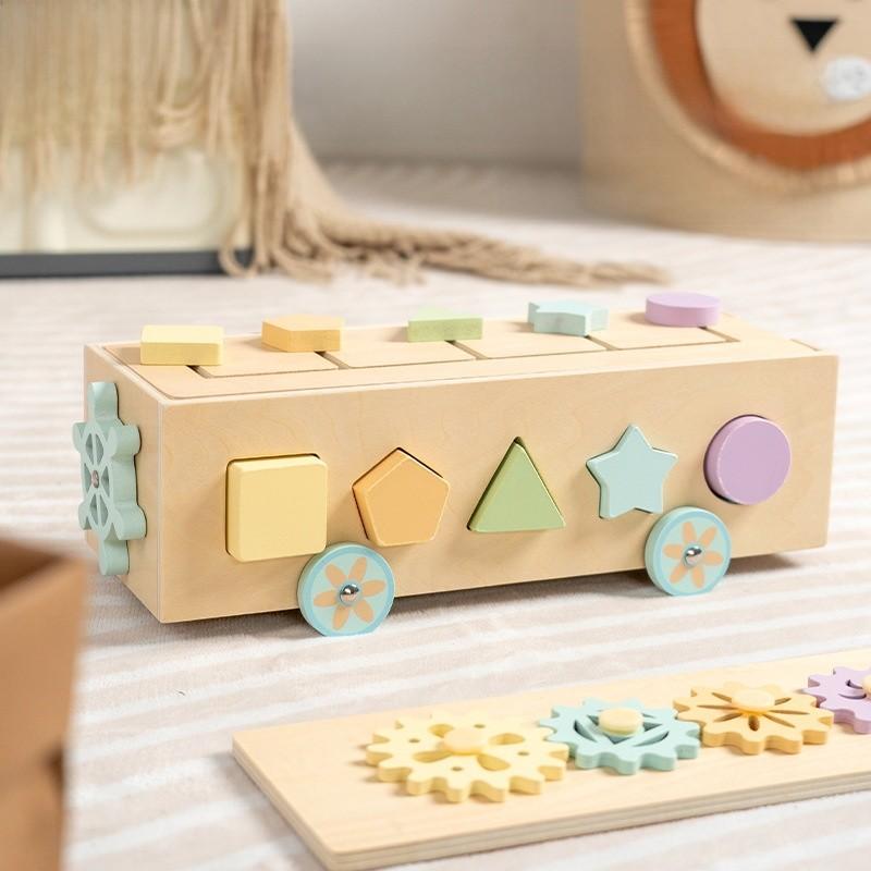Wooden Educational Car Shape Sorting With Multipurpose Blocks For Early Learning Kids