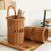 Rattan Weaving Chopstick Cage Wall Mounted Simulated Flower Decoration Hanging Basket Kitchen Tableware Storage Holder