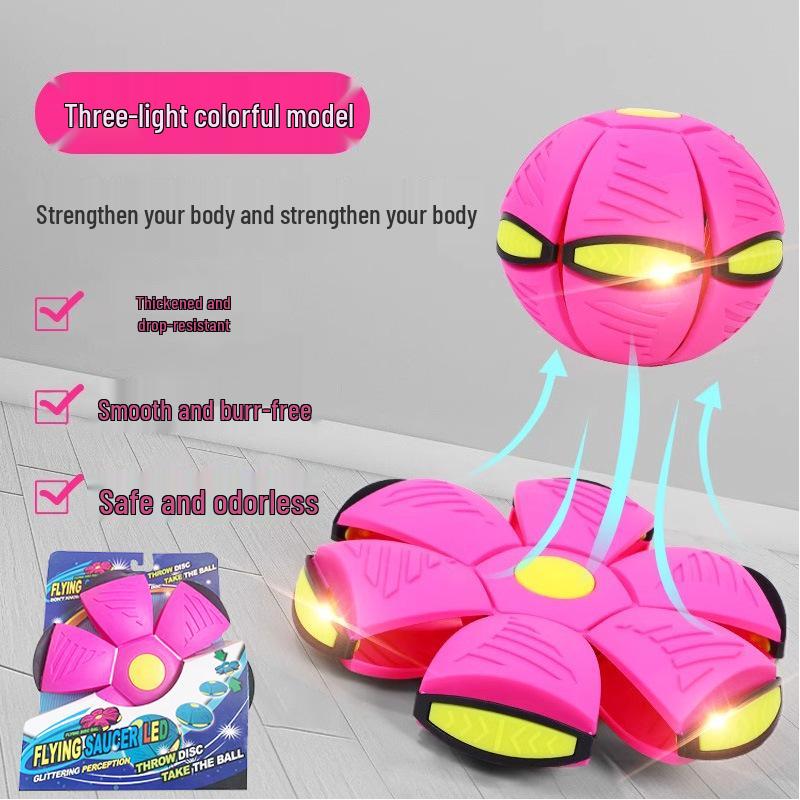 Magic Flying Saucer Ball: Deformable Outdoor Stomp Toy with Lights for Kids