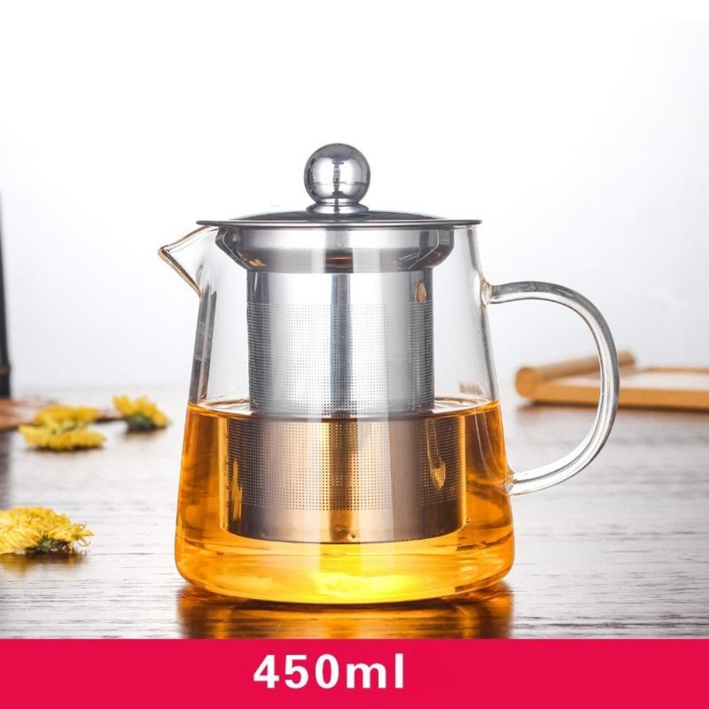 Induction Compatible Glass Teapot 1 Pc Heat Resistant Borosilicate With Stainless Steel Infuser For Daily Kung Fu Tea Brewing