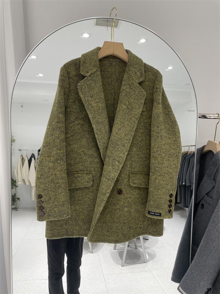 Wool coat women's double-sided woolen jacket commuting long-sleeved suit collar simple and loose autumn and winter commuting style