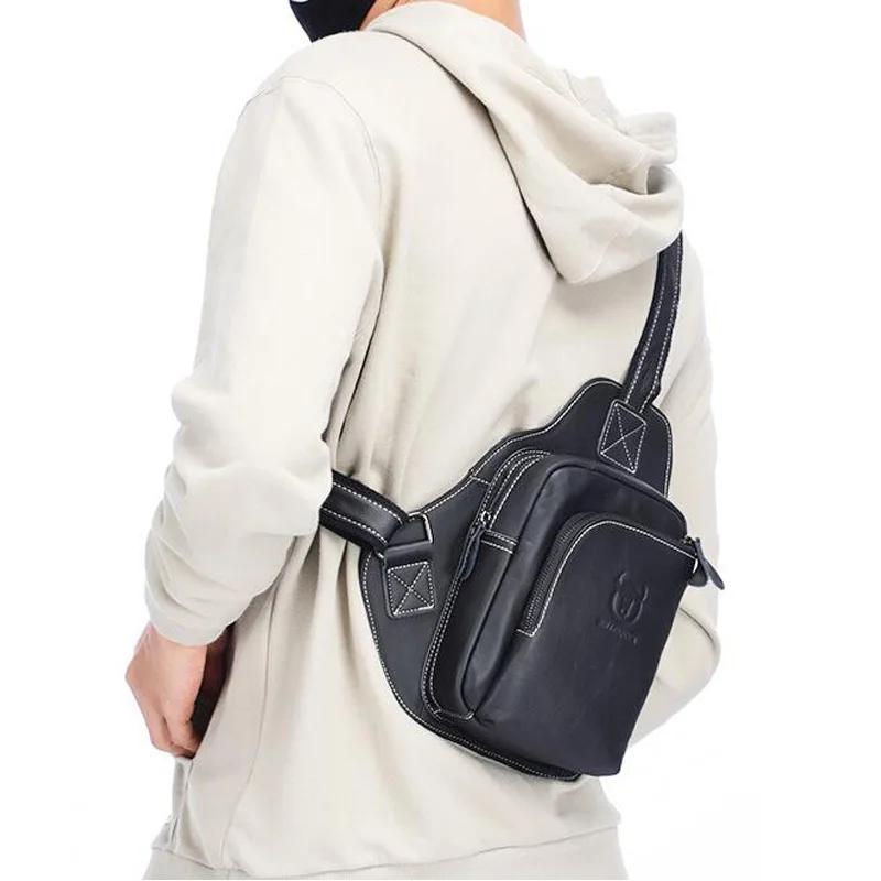 Brand Men's Genuine Leather Bag Luxurious Casual Chest Bag High-quality Outdoor Sports Shoulder Crossbody Bag for iPad Phones