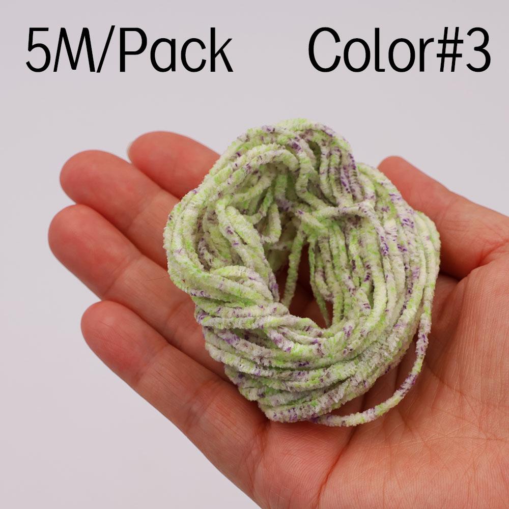 2.5mm Rayon Chenille Yarn for Fly Tying - 5M Multi-Color Soft Chenille Fiber for Woolly Bugger, Leech, Streamer Flies Making (5 Colors Optional)