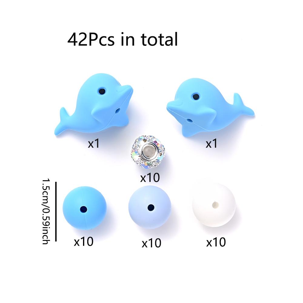 52Pcs/Set Silicone Round Beads Cartoon Animal Focal Combination Teether Beads For DIY Baby Pacifier Chain Bracelet Chewing Teeth
