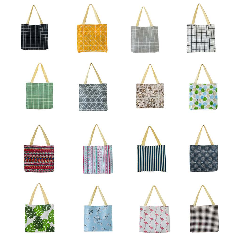 Women Plaid Stripe Flower Print Shoulder Bags Printing Casual Shopping Tote Student Handbags