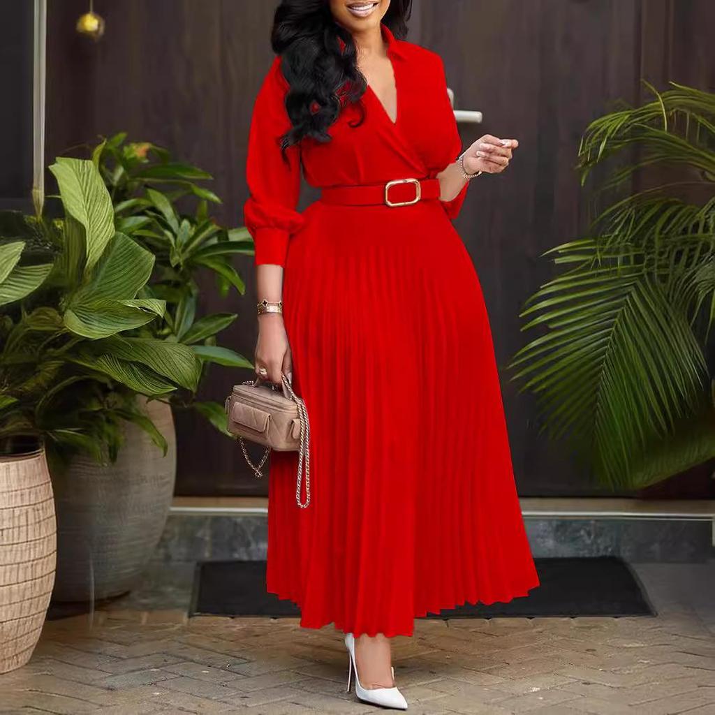 European & American Plus Size Women's Solid Color Dress - Fashionable & Stylish