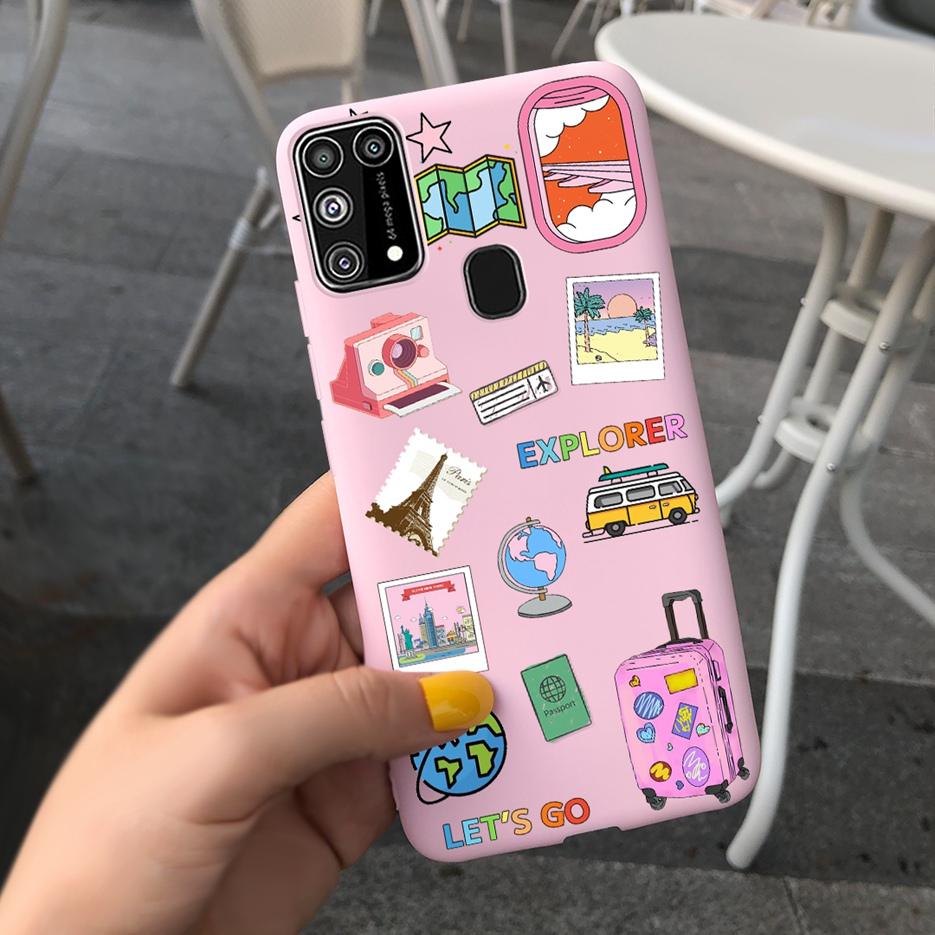 For Samsung Galaxy M31 Case SM-M315F Cute Bear Cartoon Painted Cover Phone Case For Samsung M31 M 31 GalaxyM31 Bumper Soft Funda