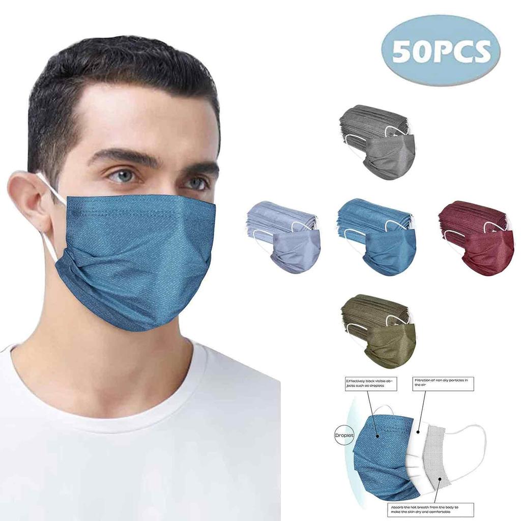 50PCS Disposable Mask 3-Layer Non-Woven Protective Breathable Mask