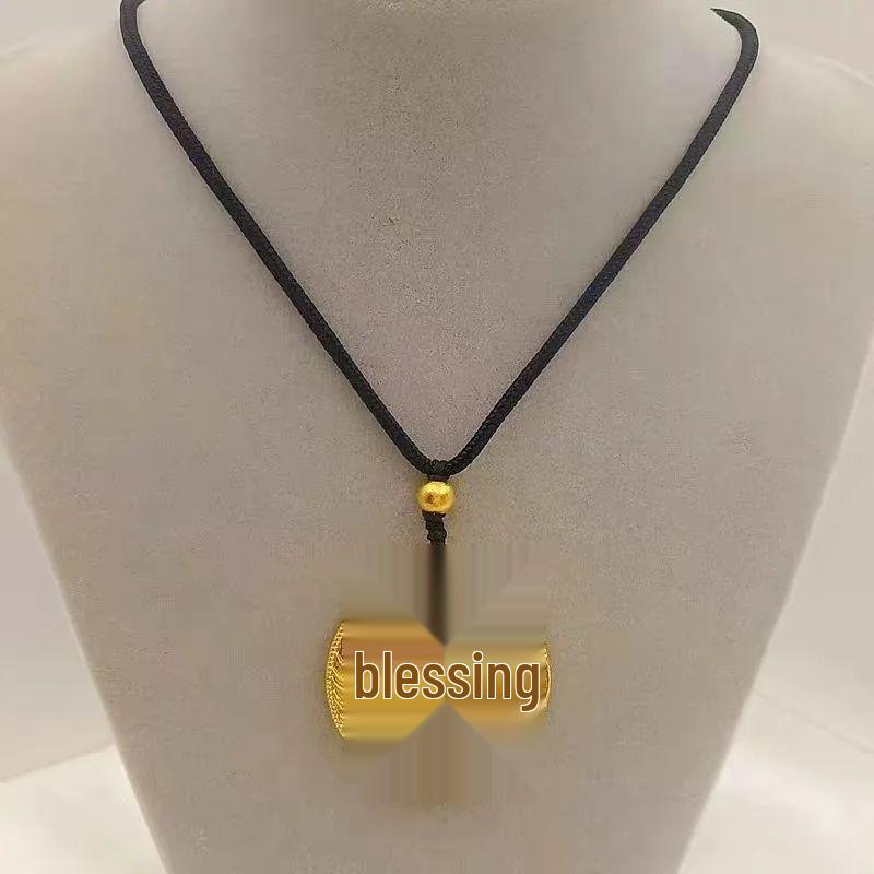 Ethnic Style Sand Gold Auspicious Dragon Round Pendant Necklace