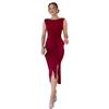2025 Summer European & American One-Shoulder Sleeveless Pleated Long Dress with Slit