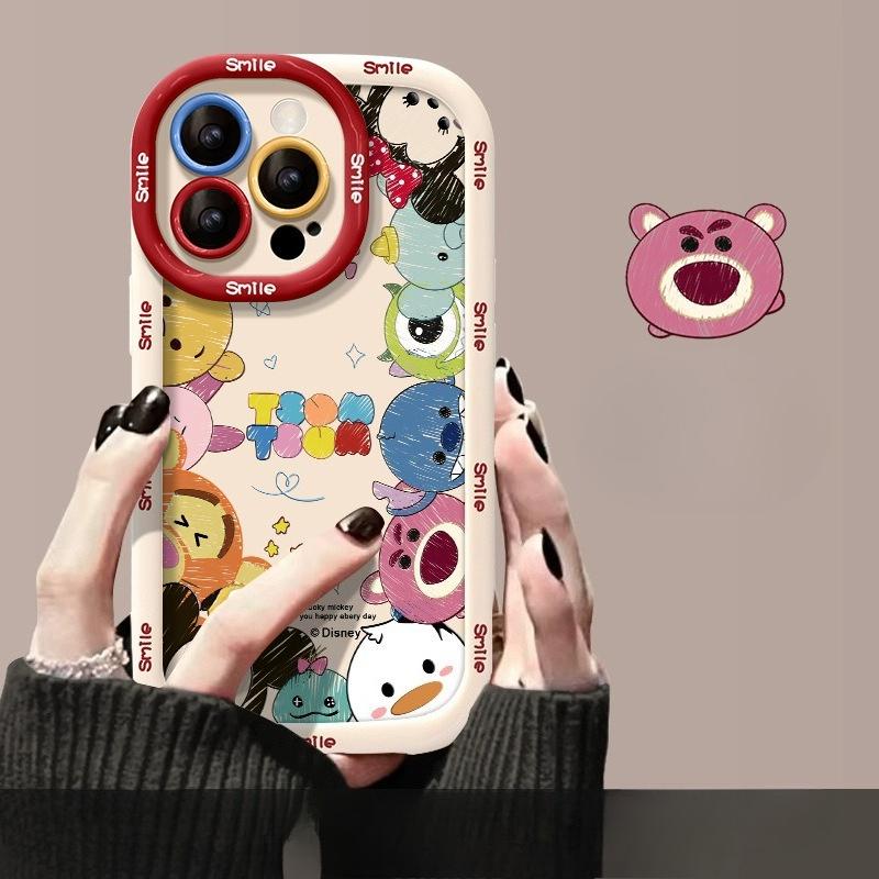 

Cute Disney Hangin Friends Puffer Soft Phone Case, Kawaii Shockproof Smile Cover for iPhone iPhone 17PROMAX