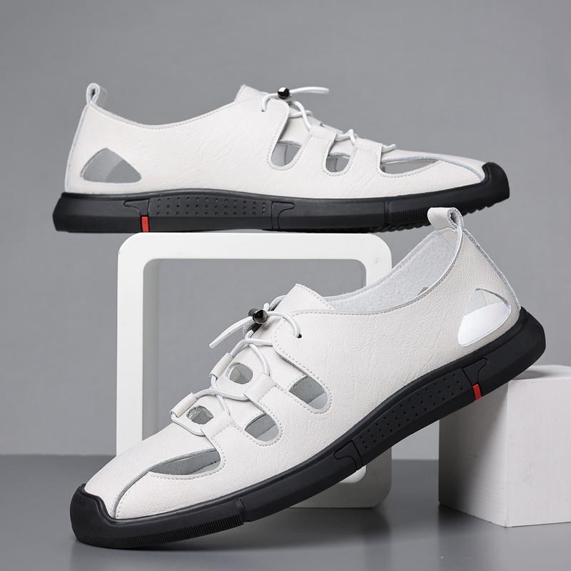 

Мужские сандалии, летняя пляжная обувь двойного назначения, обувь из коровьей кожи на толстой подошве, повседневная удобная обувь, размеры 38–44 44 белый