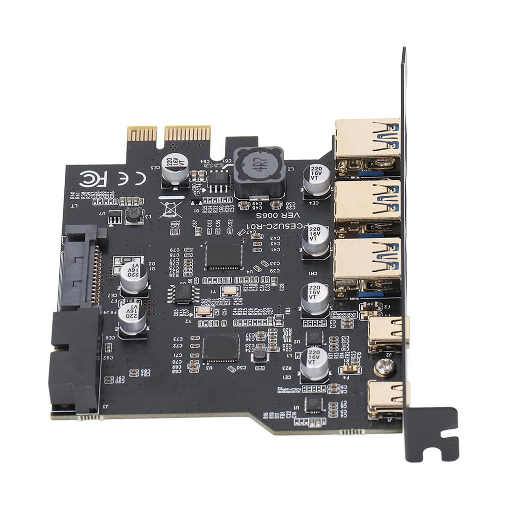 Placa PCIe para USB 3.2 Gen 1 5Gbps 3 USB Tipo A 2 USB Tipo C Placa de Expansão PCI Express de 5 Portas para Win para Linux