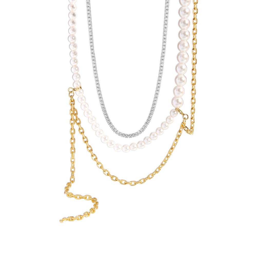 Korean INS Luxury Design Pearl Necklace: Versatile Sterling Silver S925 DIY Clavicle Chain for Women