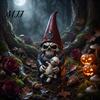 Desktop Display Statues 3D Printed Gothic Skull Gnome Ornament, Halloween Retro Spooky Ornaments for Home Decor Figurine and Garden Decoration, Unique