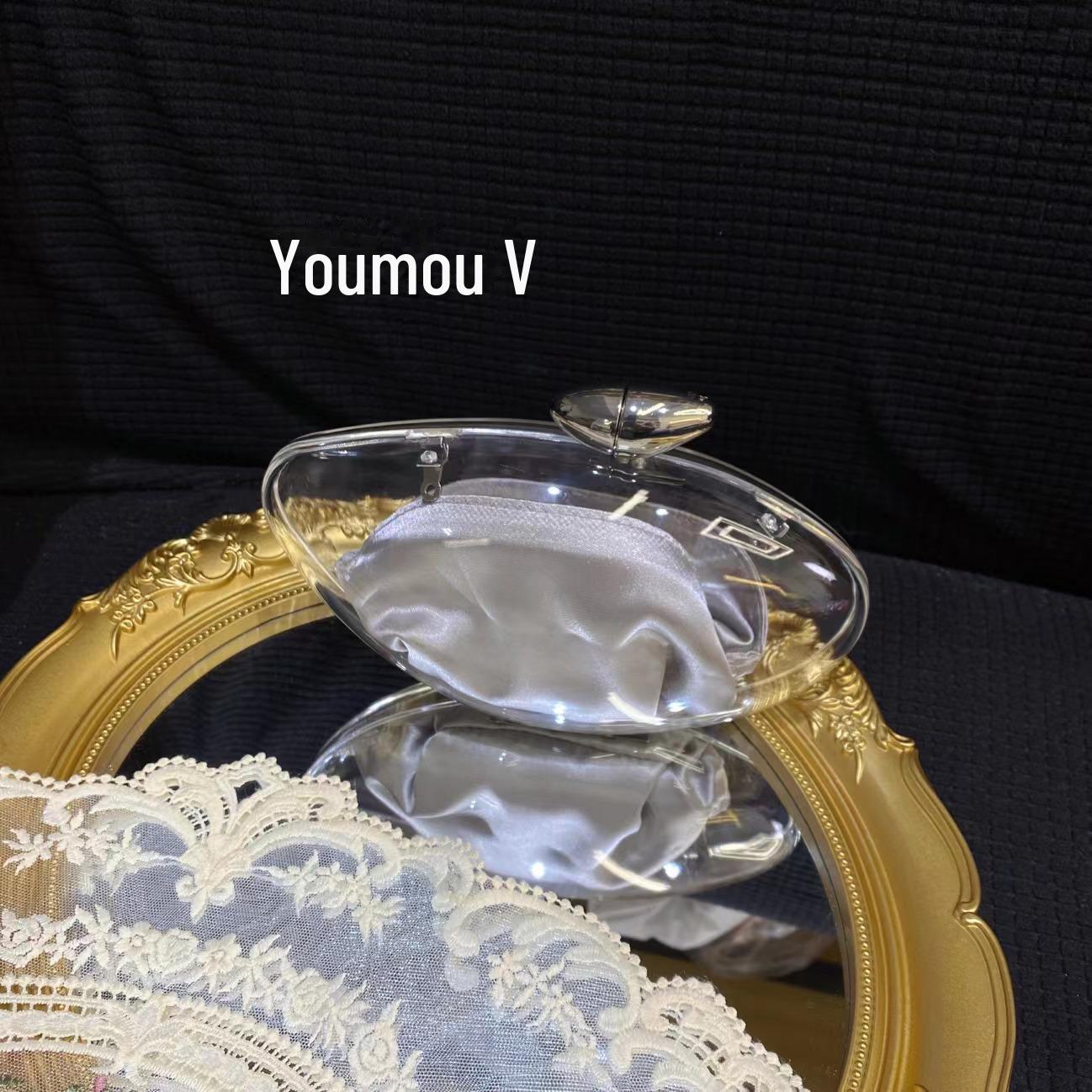 

2024 Прозора акрилова овальна міні-сумка з гусячим яйцем - для рук і через плече срібний