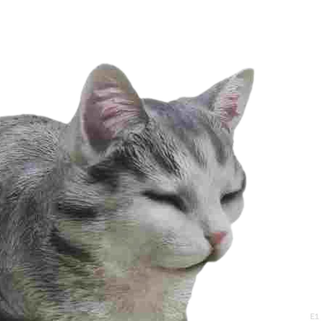 Figurine Sleeping Cat Statue Compact Decorative Resin Animal Sculpture for Dining Room