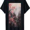 Japan Sakura Garden Mountains And Cherry Blossoms Woodblock T-Shirt(2)