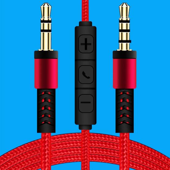 3.5mm Jack Male to Male Audio Cable 1.2m Aux Cable Volume Control with Mic for iPhone for iPad