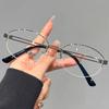 Fashion Metal Oval Half Frame Eyeglasses Vintage Y2K Blue Light Blocking Glasses for Women Men Sweet Cool Eyewear Accessories
