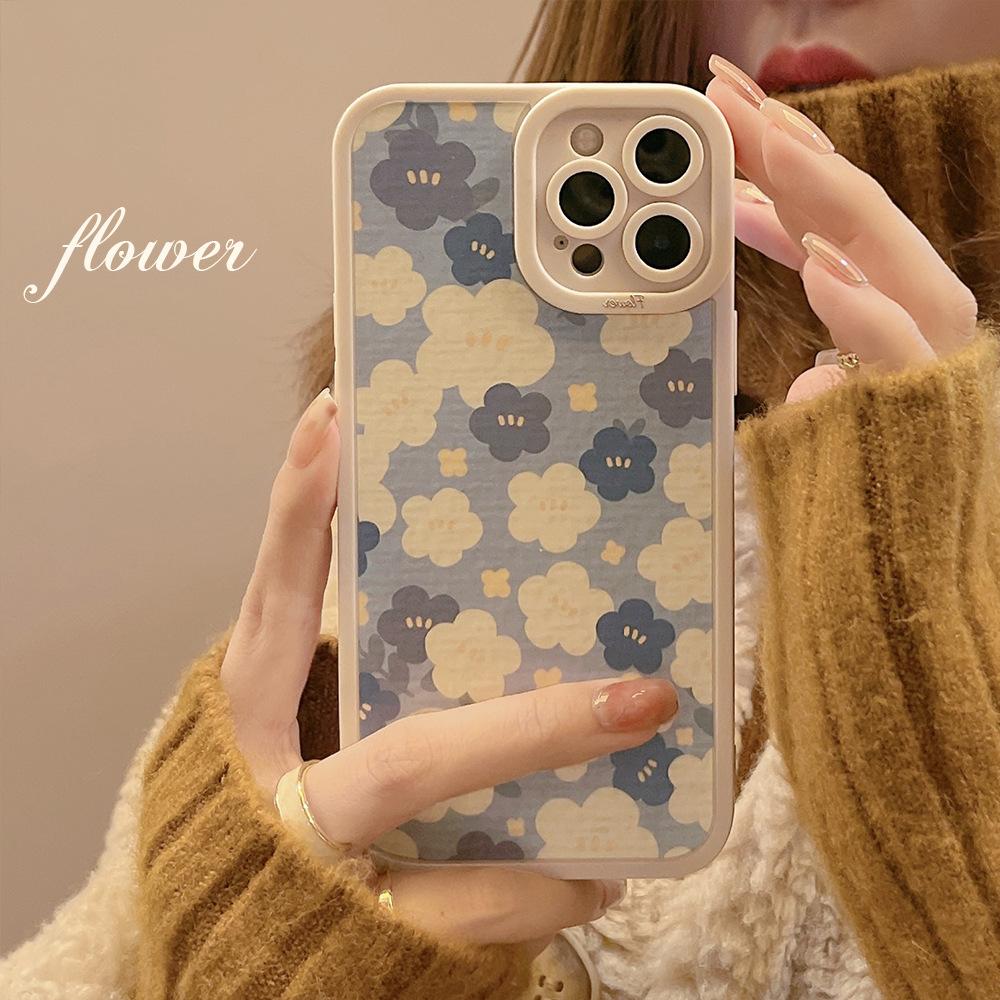 Temperament Florals Suitable for Iphone14 Mobile Phone Case Apple 11 Retro 16 All Inclusive 15 Promax Angel Eyes 8