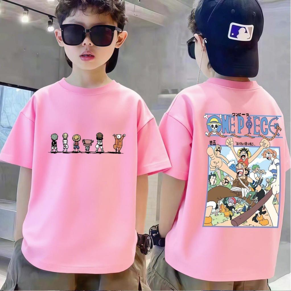 Camiseta infantil de anime japonês, top de gola redonda para meninos